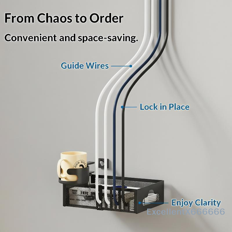 Home Office Work - Metal Desk Clamp Storage Organizer with