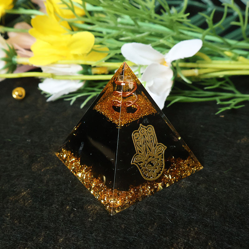 Home Office Free - Hamsa Hand Resin Crystal Pyramid Black