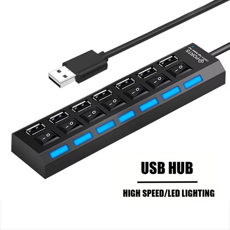Home Office Laptop - 7 Port USB 2.0 Hub Splitter