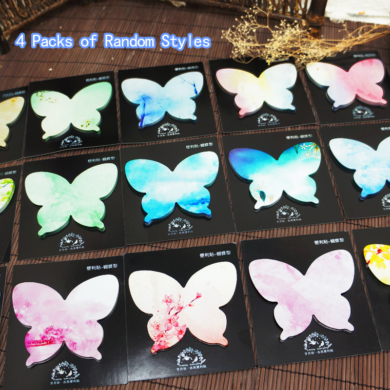 Home Office Work - 4 Packs Random Butterfly Sticky Notes
