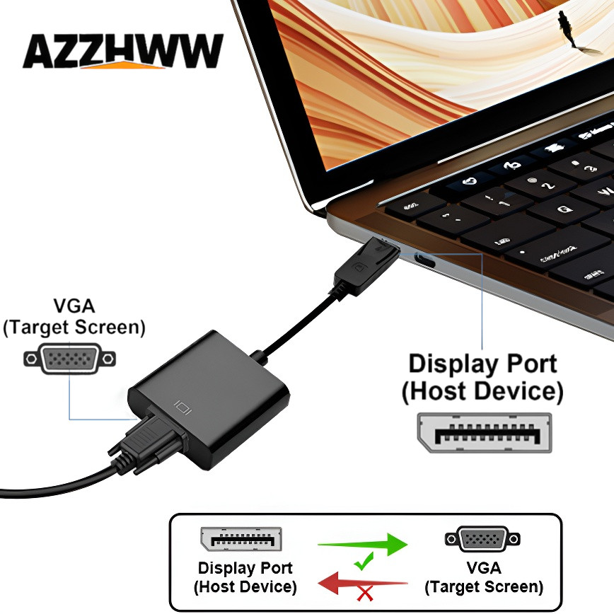 Home Office Laptop - DisplayPort to VGA Converter HD 1080p