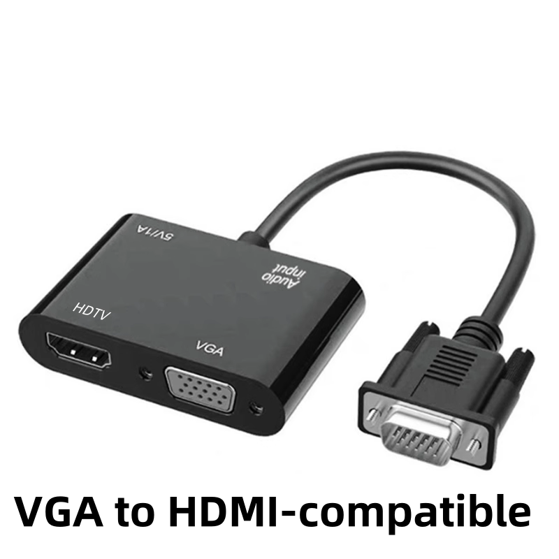 Home Office Laptop - VGA(Host) to VGA/HDMI-compatible Display Adapter with