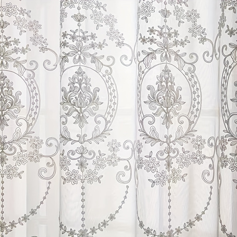 1pc White Embroidered Sheer Cu - огляд і ціна Home Office Gadgets