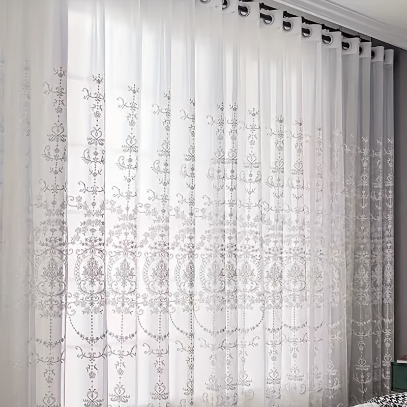 1pc White Embroidered Sheer Cu - огляд і ціна Home Office Gadgets