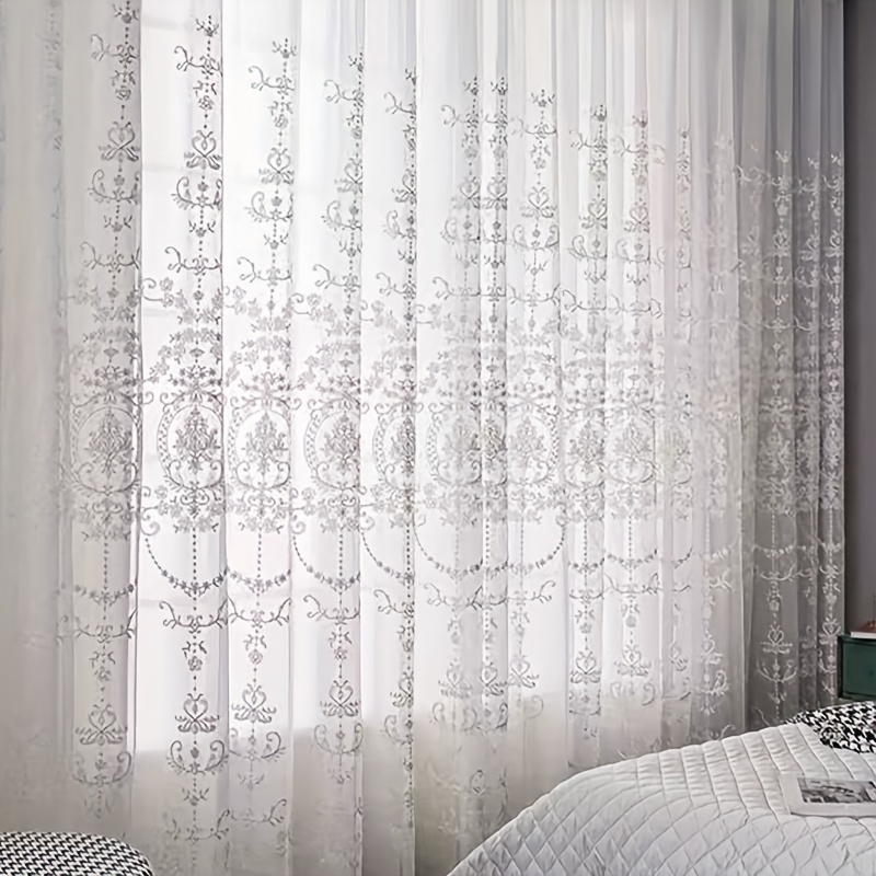 1pc White Embroidered Sheer Cu - огляд і ціна Home Office Gadgets