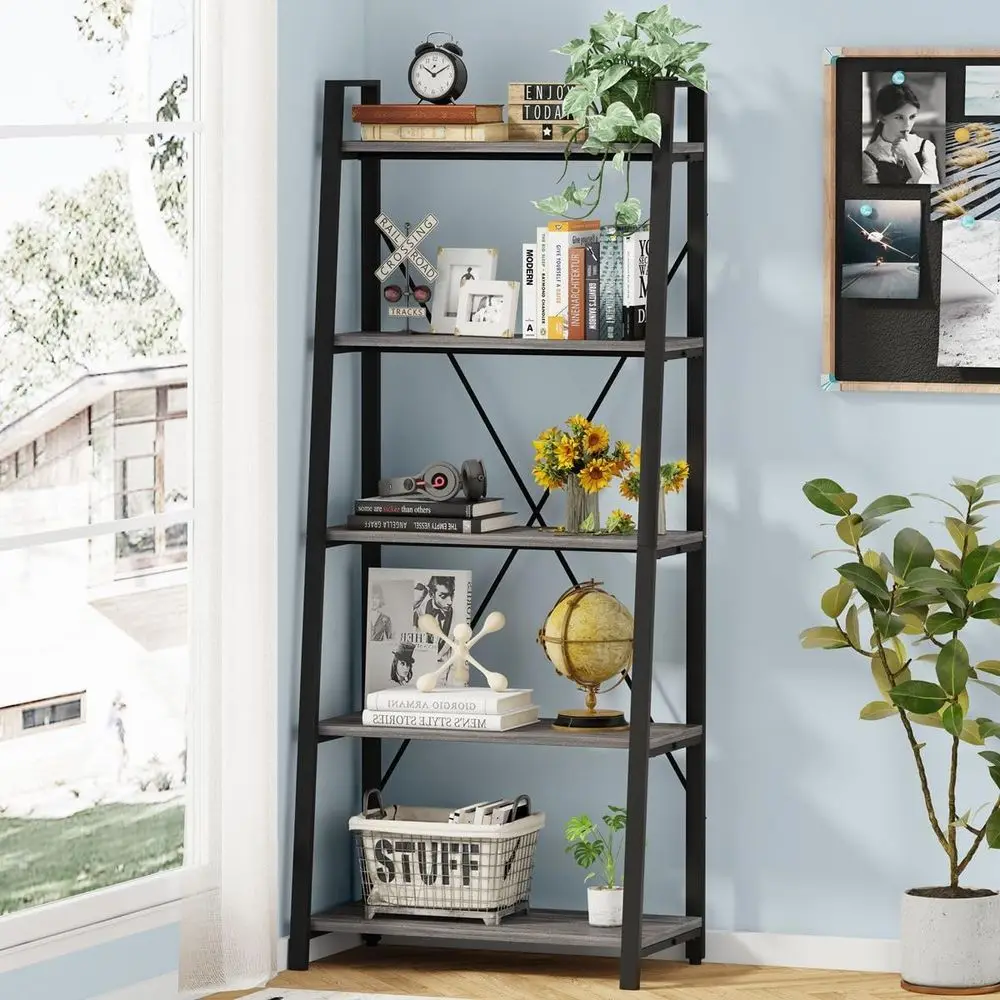 5-Tier Ladder Bookshelf, Indus - огляд і ціна Home Office Industrial Style