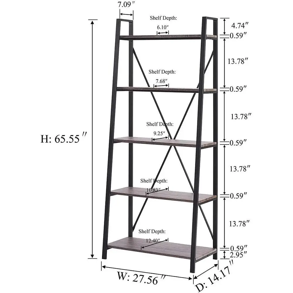 5-Tier Ladder Bookshelf, Indus - огляд і ціна Home Office Industrial Style