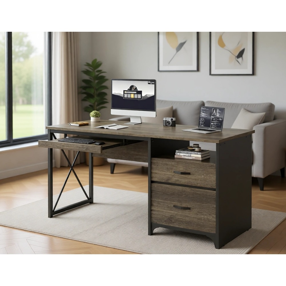 55 Inch Industrial-Style Desk  - огляд і ціна Home Office Industrial Style