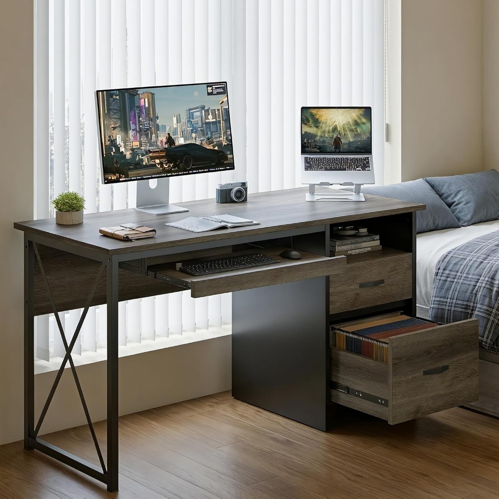 55 Inch Industrial-Style Desk  - огляд і ціна Home Office Industrial Style