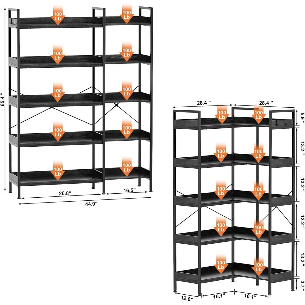 Reversible 5-Tier L-Shaped Boo - огляд і ціна Home Office Industrial Style