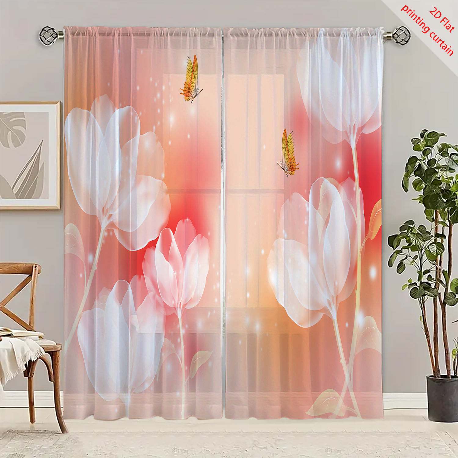Purple Flower Printed Transpar - огляд і ціна Home Office Windows