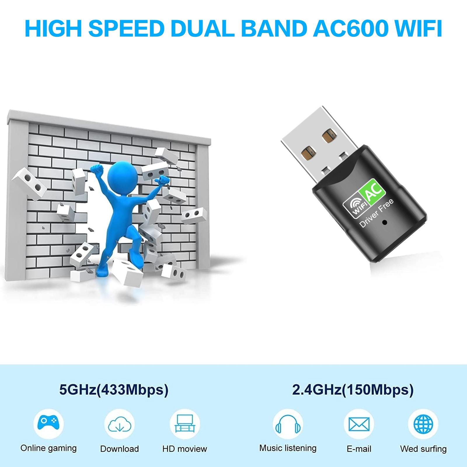 AC600 USB WiFi Adapter, Dual B - огляд і ціна Home Office Laptop