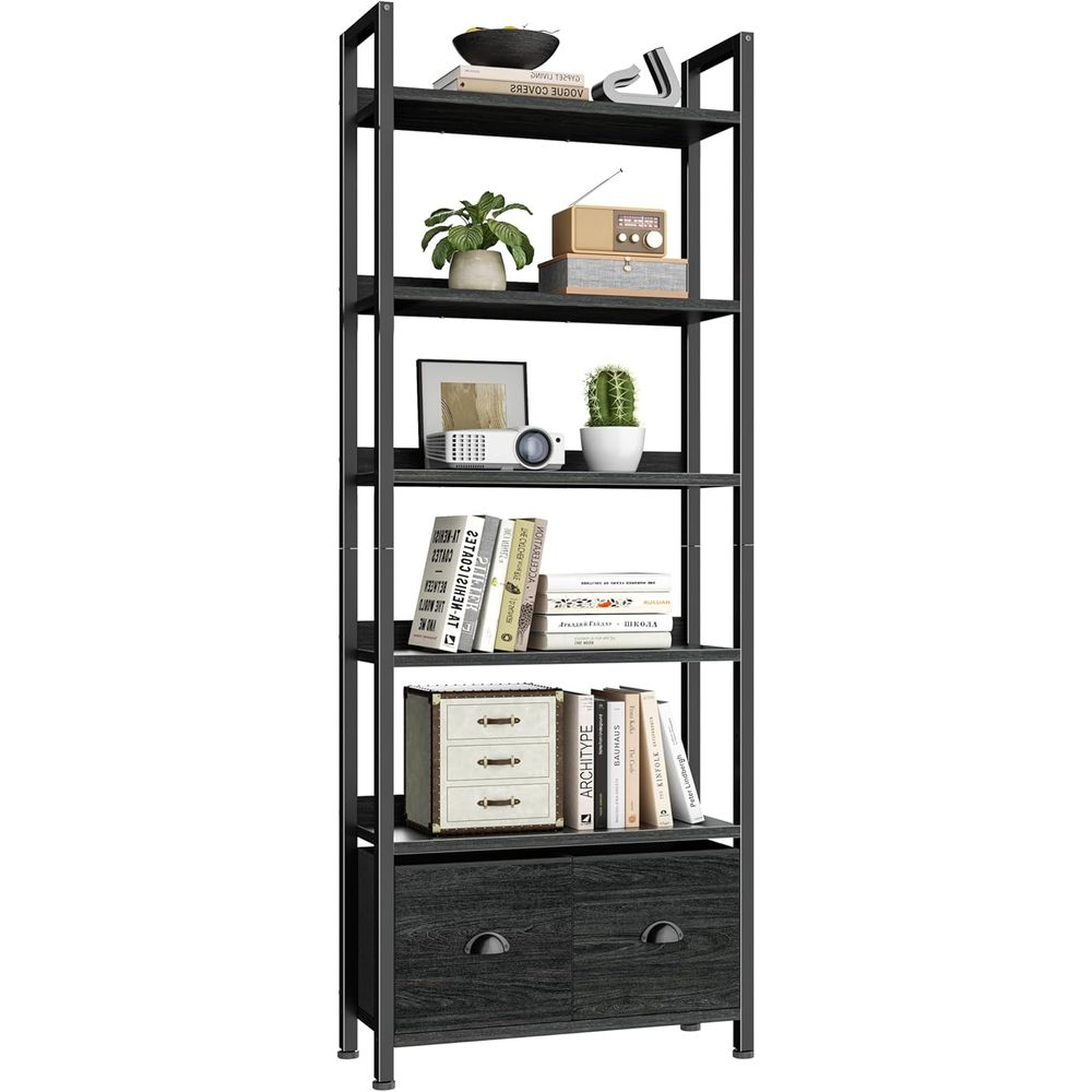 6-Tier Tall Bookcase with 2 Dr - огляд і ціна Home Office Industrial Style