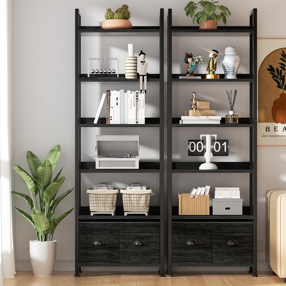 6-Tier Tall Bookcase with 2 Dr - огляд і ціна Home Office Industrial Style